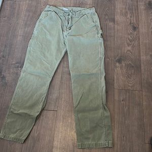 Carhartt Green Khaki Work pants- Relaxed fit- Used & paint stains- 36x34